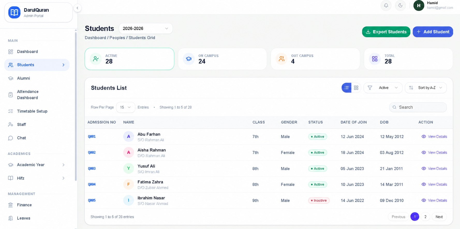 One reliable student directory shown with demonstration data